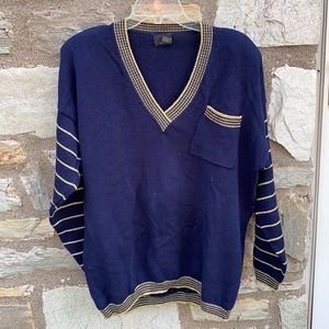 VINTAGE 80's FIA ITALIA Navy Gold Sweater Y2K